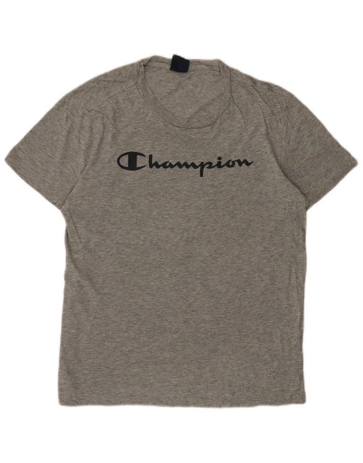Camiseta gráfica masculina Champion cinza médio manchado