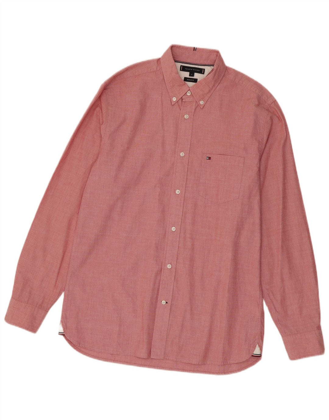 Camisa masculina Tommy Hilfiger Regular Fit médio algodão rosa