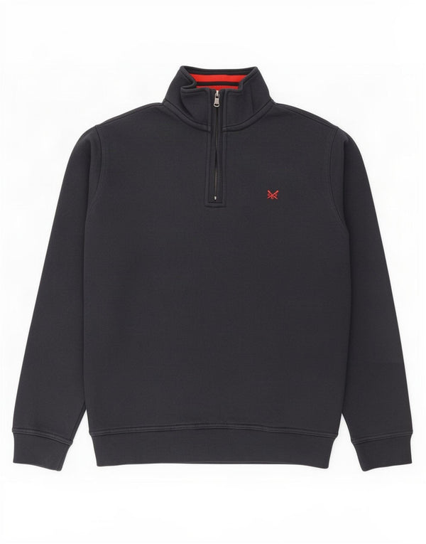 Crew Clothing Mens moletom com gola zip jumper médio algodão azul marinho