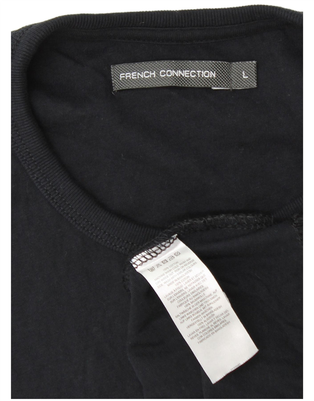 Camiseta feminina FRENCH CONNECTION UK 16 grande algodão preto