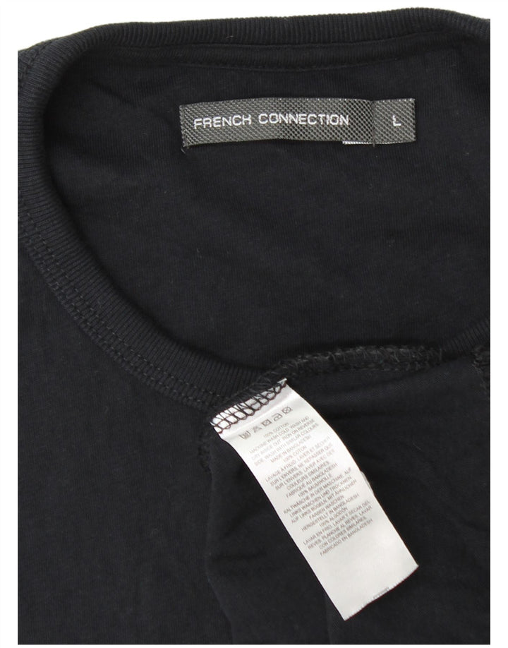 Camiseta feminina FRENCH CONNECTION UK 16 grande algodão preto