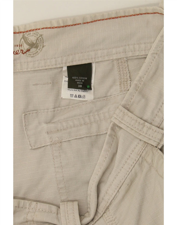 EDDIE BAUER Mens Cargo Shorts W38 XL Beige Pinstripe Cotton Vintage Eddie Bauer and Second-Hand Eddie Bauer from Messina Hembry 