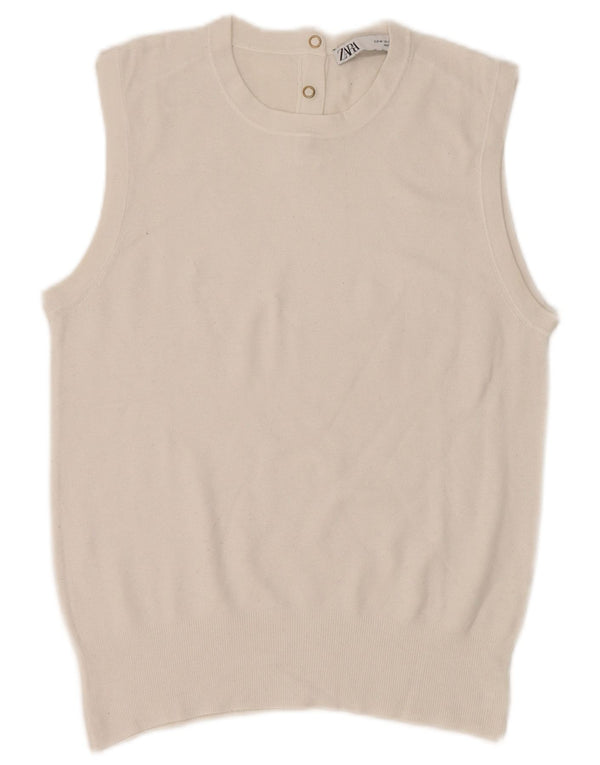 Zara Womens Vest Top UK 12 Médio Branco