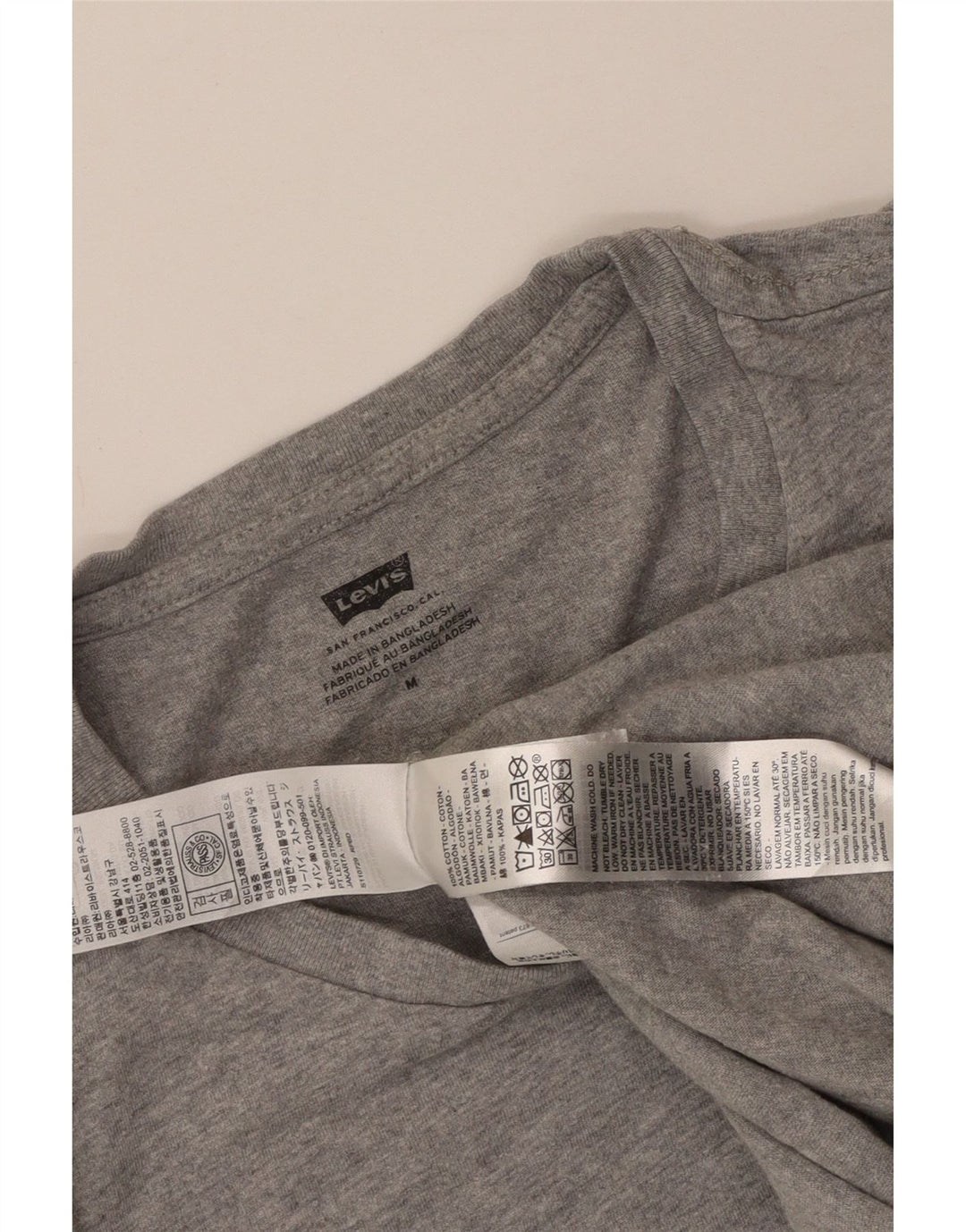 Camiseta gráfica masculina Levi's Top algodão manchado cinza médio