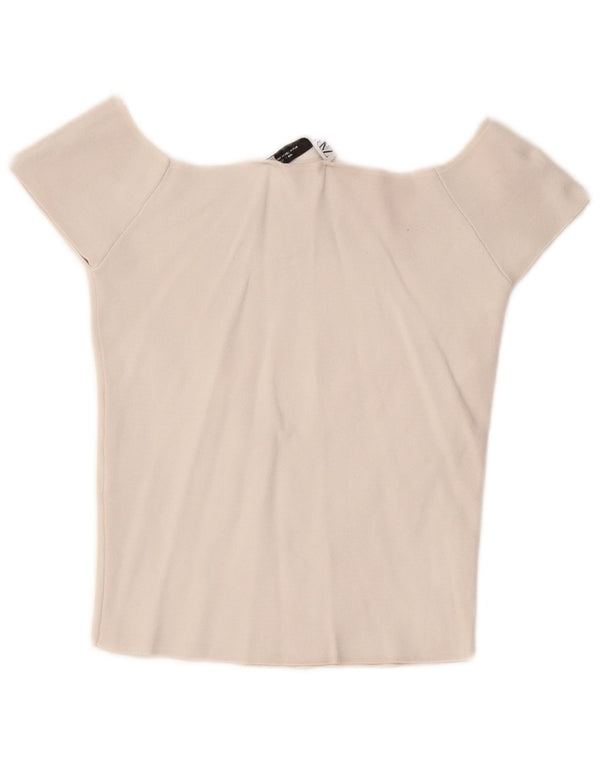 Zara Womens Off Ombro Top UK 12 Médio Branco