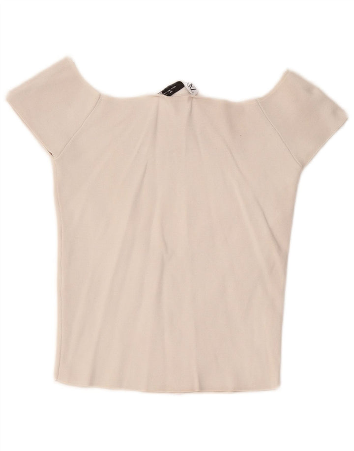 Zara Womens Off Ombro Top UK 12 Médio Branco