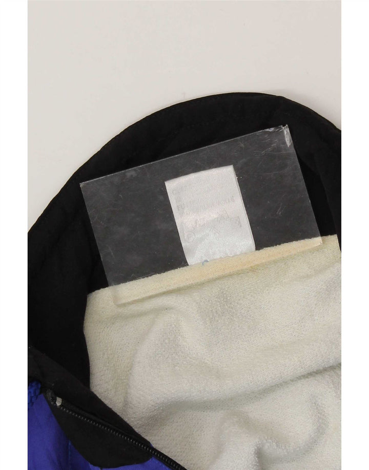 Casaco de treino gráfico masculino vintage, jaqueta média azul patchwork poliamida