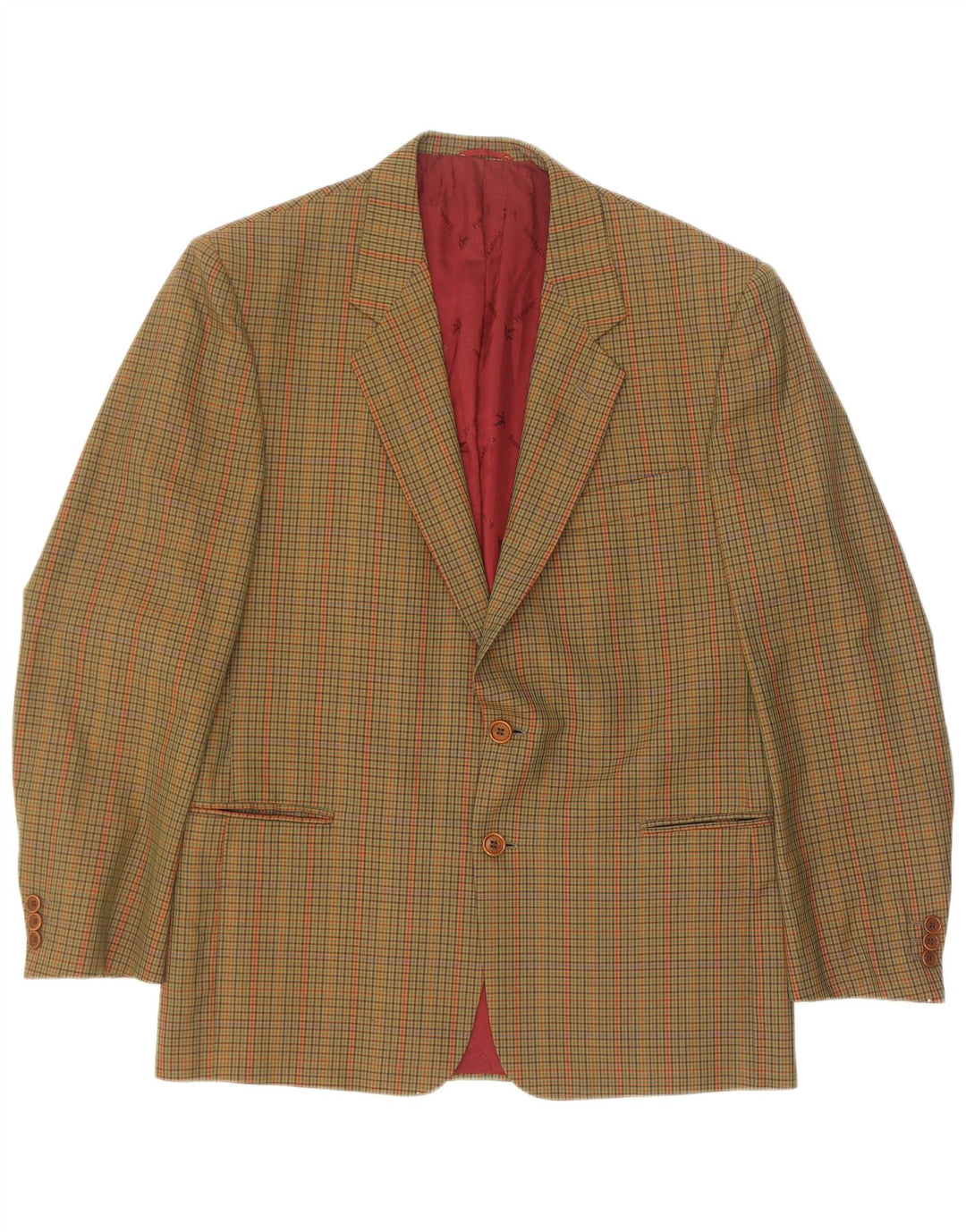 Jaqueta Blazer Masculina Brooksfield com 2 Botões IT 52 XL Lã Gingham Verde