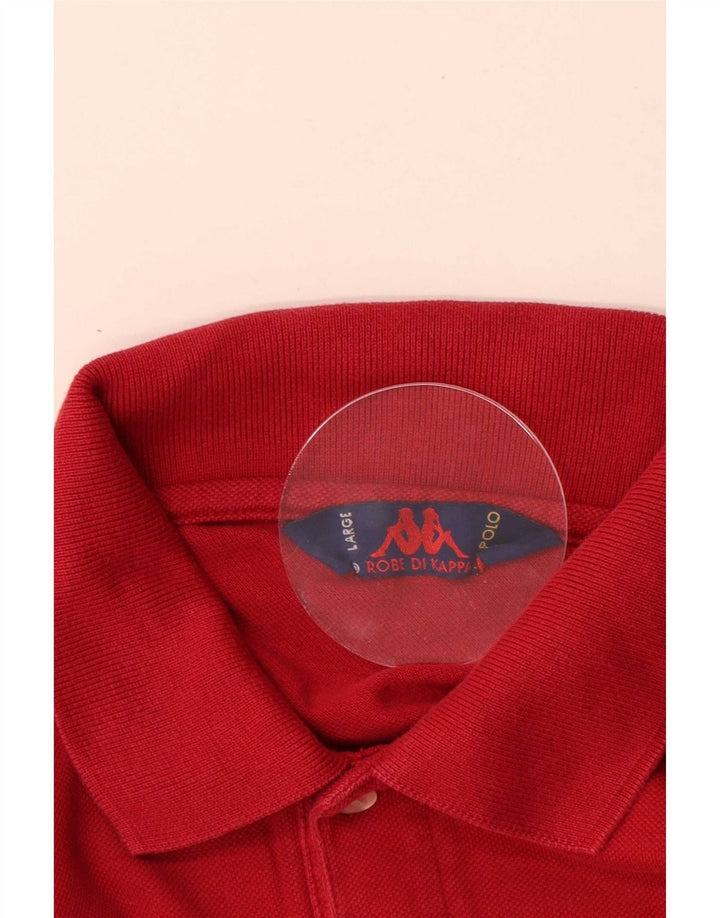 Camisa polo masculina de manga comprida Kappa grande algodão vermelho