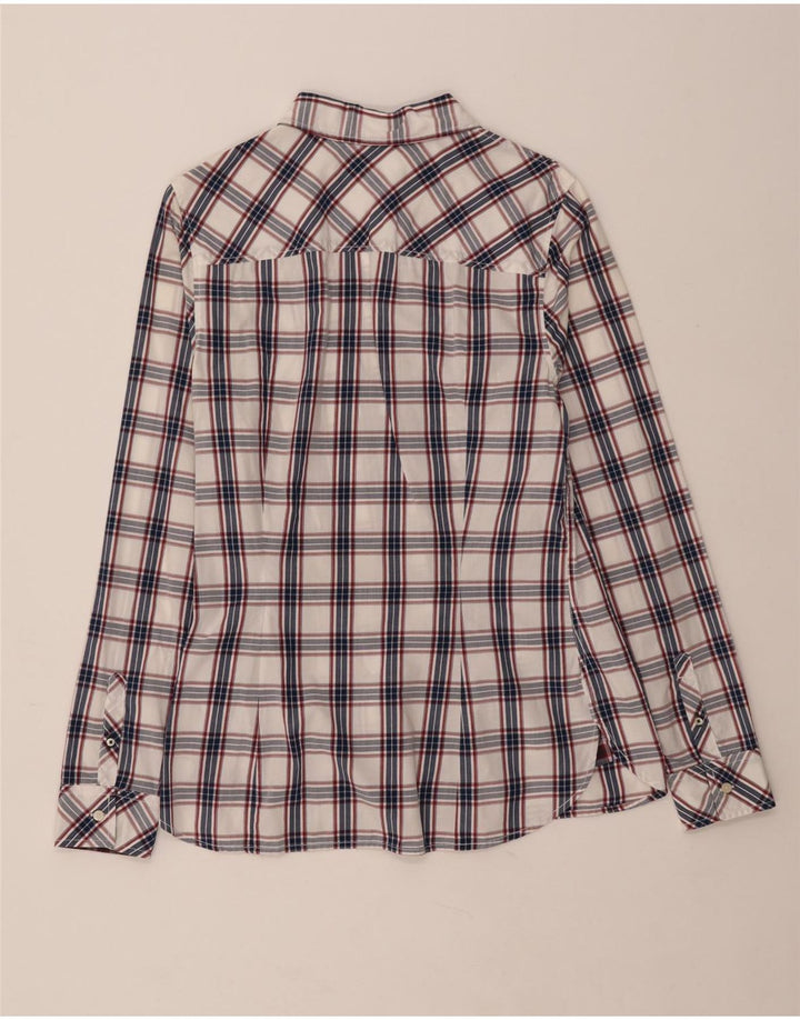 Camisa feminina TOMMY HILFIGER EUA 12 grande algodão xadrez branco