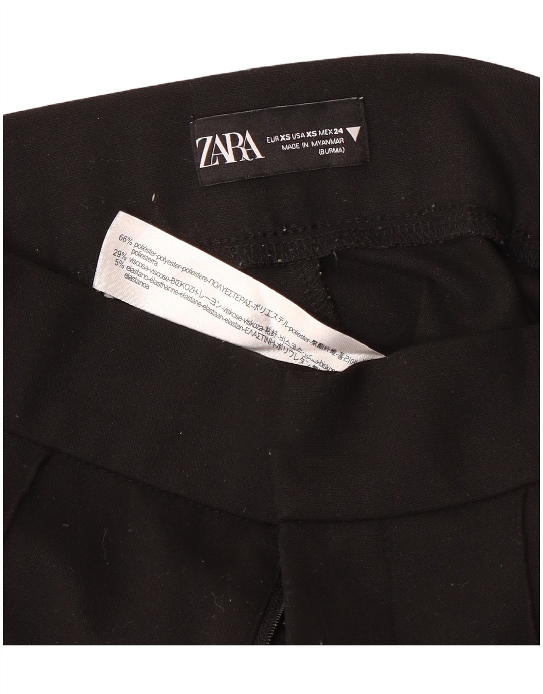 Calça feminina ZARA Bootcut Suit XS W24 L27 poliéster preto