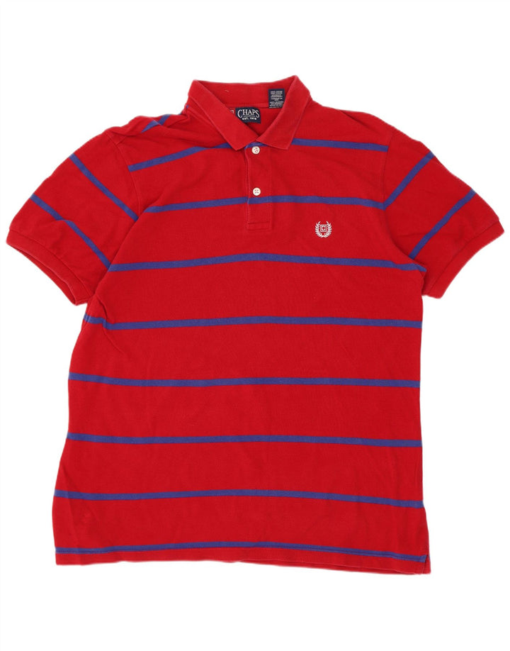 Camisa polo masculina Chaps de algodão listrado vermelho médio
