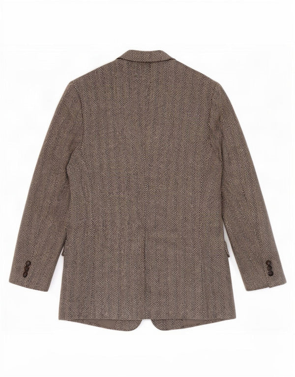 Jaqueta blazer masculina Harris Tweed Regular Fit Reino Unido 42 espinha de peixe cinza médio