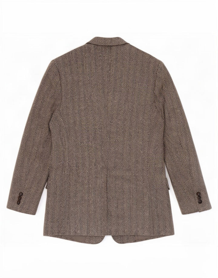 Jaqueta blazer masculina Harris Tweed Regular Fit Reino Unido 42 espinha de peixe cinza médio