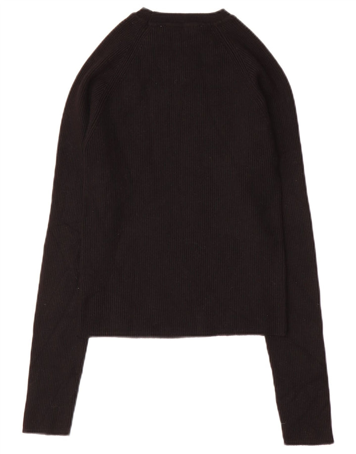 Zara Crop Top Feminino Manga Longa Reino Unido 12 Médio Preto Viscose