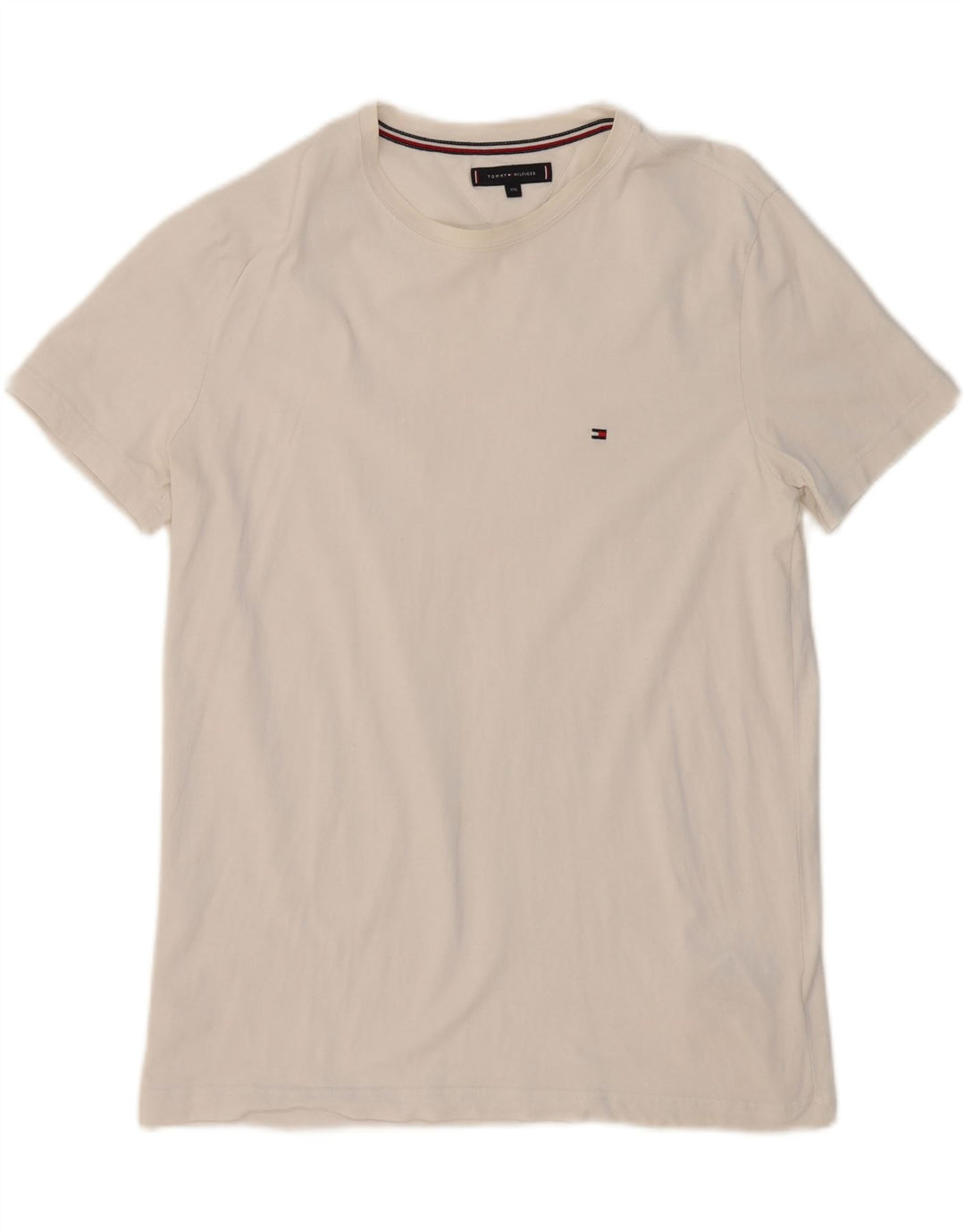 TOMMY HILFIGER Mens T-Shirt Top 2XL Off White Cotton Vintage Tommy Hilfiger and Second-Hand Tommy Hilfiger from Messina Hembry 