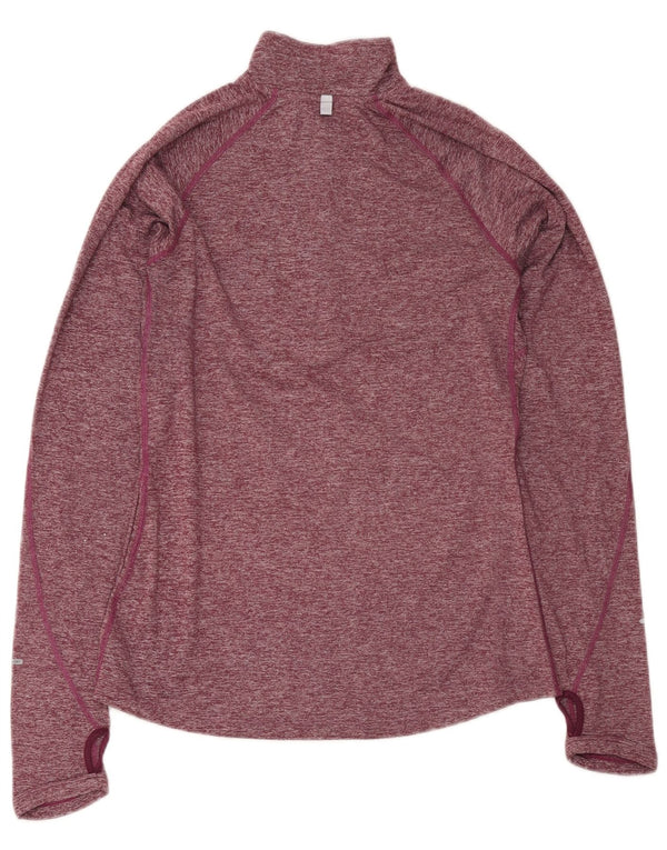 Nike Womens Dri Fit Pullover Treino Top UK 10 Pequeno Borgonha Flecked