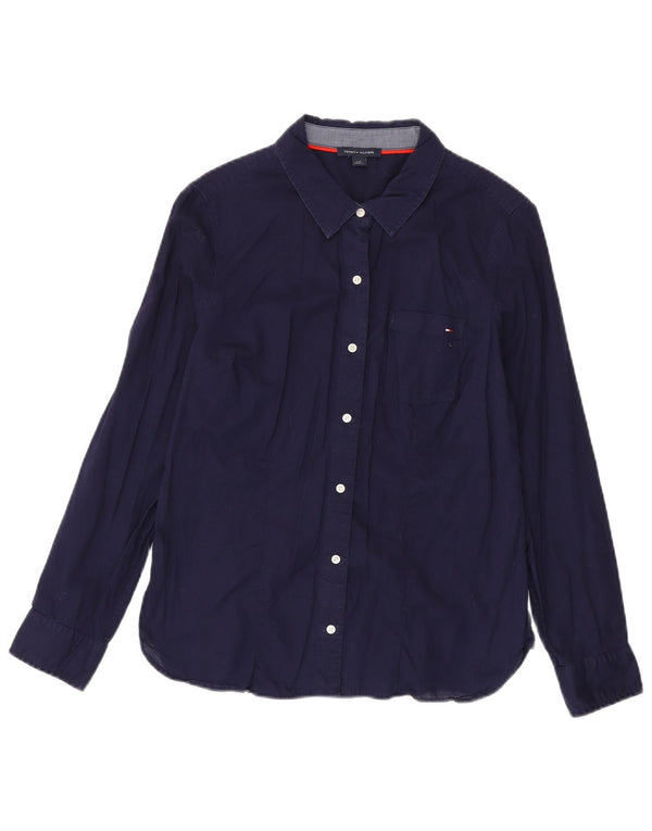 Camisa feminina Tommy Hilfiger Reino Unido 14 grande algodão azul marinho