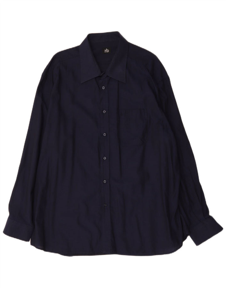 Camisa masculina Roccobarocco tamanho 48 2XL algodão azul marinho