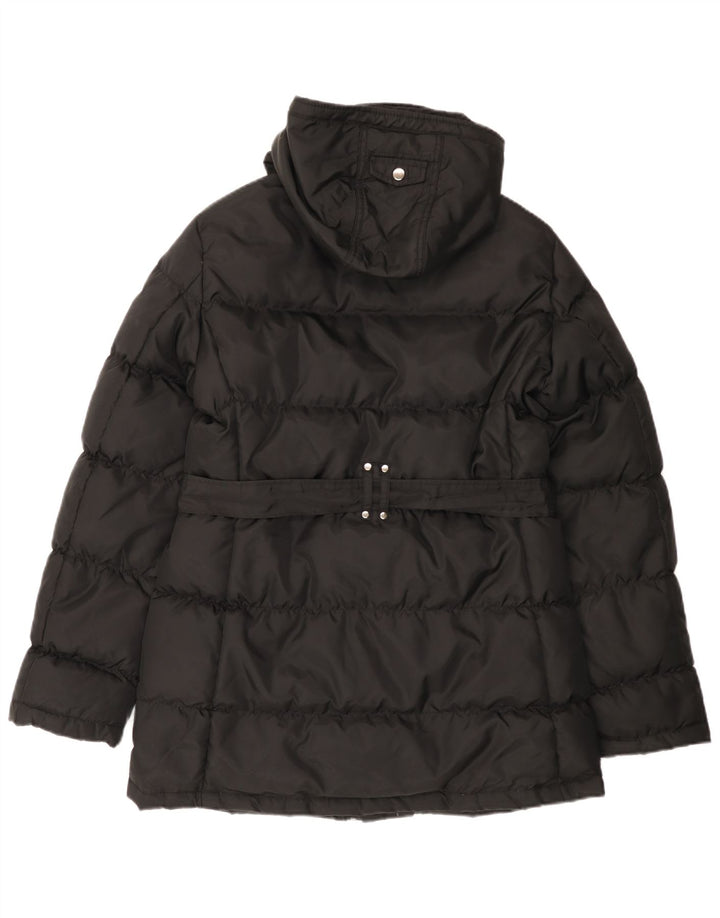 Casaco acolchoado com capuz feminino Zara UK 14 médio preto