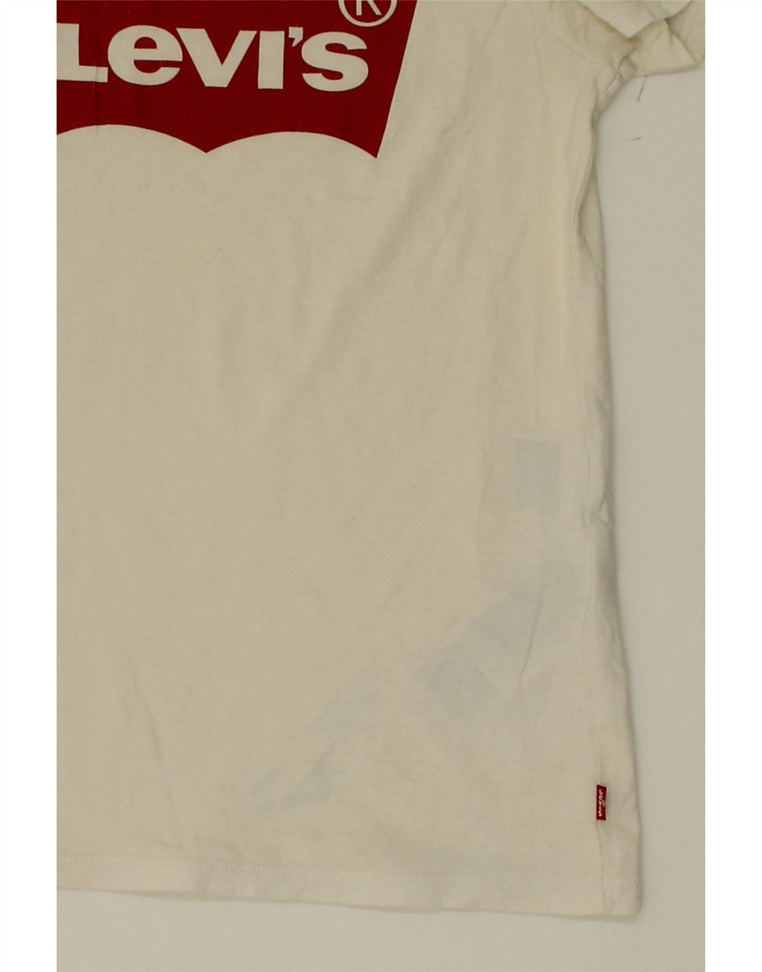 LEVI'S Womens Graphic T-Shirt Top UK 2 2XS Off White Cotton Vintage Levi's and Second-Hand Levi's from Messina Hembry 