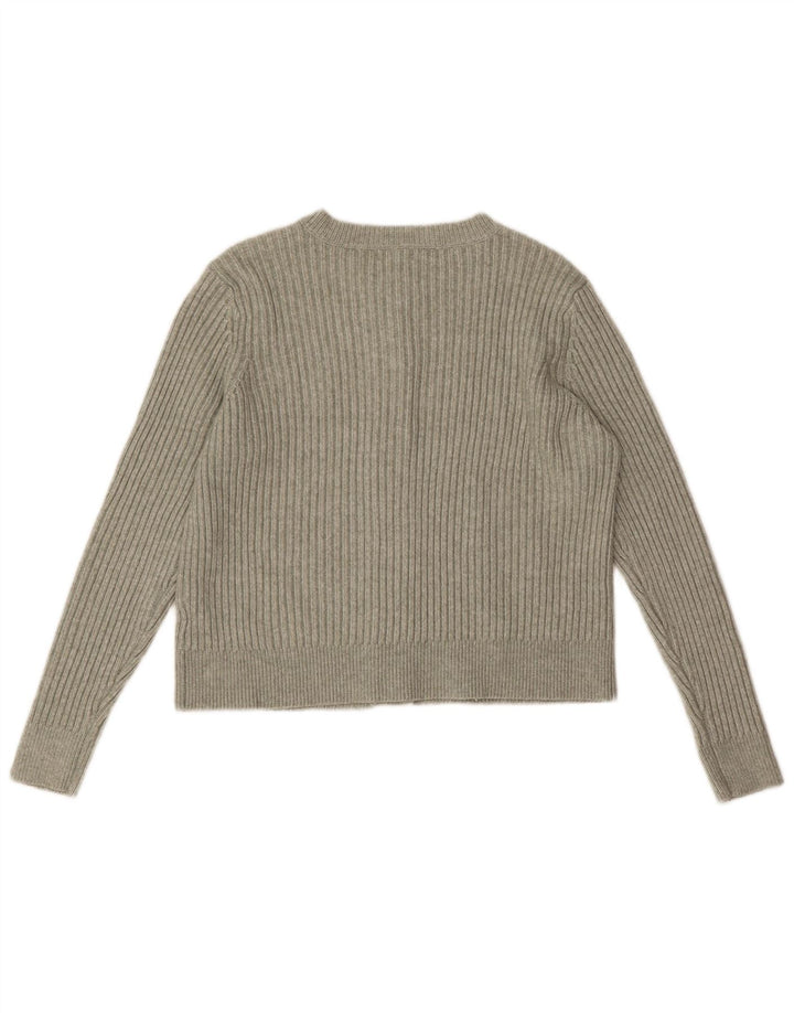 Suéter cardigã feminino Marks & Spencer Reino Unido 16 grande poliéster verde