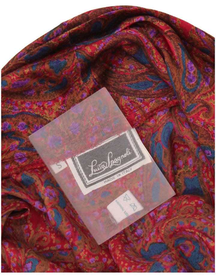 Blusa feminina Luisa Spagnoli Reino Unido 10 pequena vermelha paisley poliéster