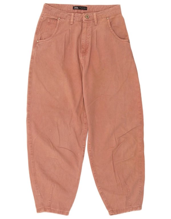 Zara Calça feminina folgada cortada EU 36 XS W26 L25 algodão laranja
