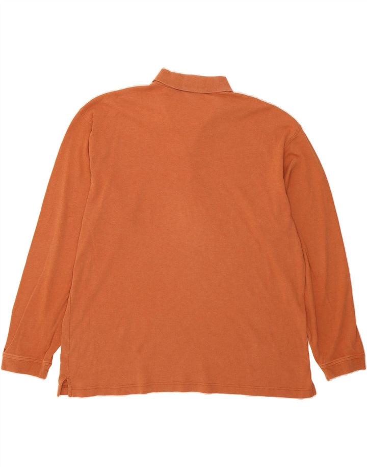 IZOD Mens Long Sleeve Polo Shirt XL Orange Cotton Vintage Izod and Second-Hand Izod from Messina Hembry 