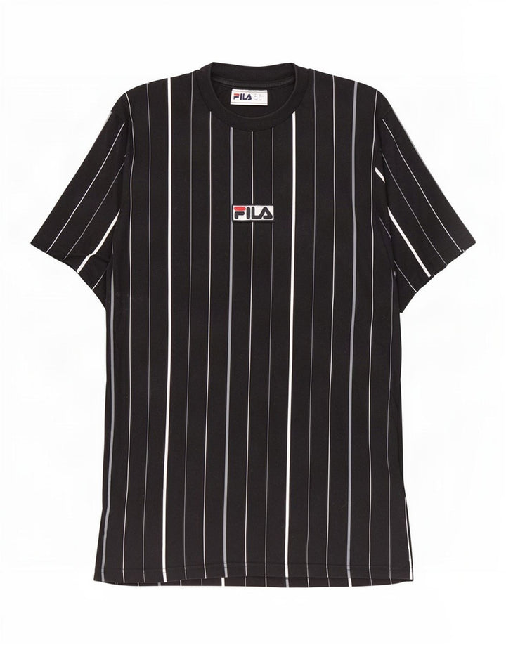 Camiseta masculina Fila top pequeno algodão listrado preto