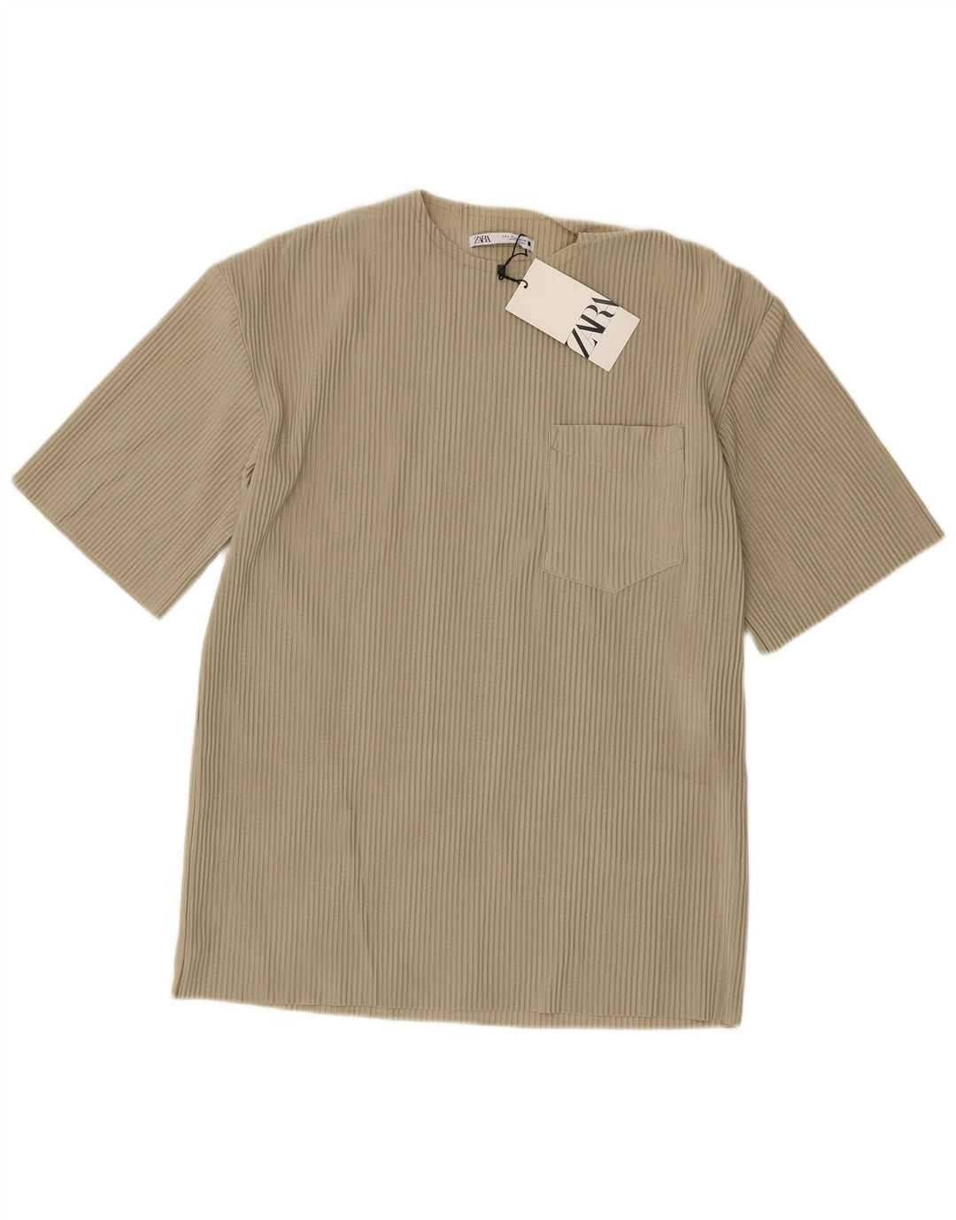Camiseta masculina Zara Top pequeno poliéster bege
