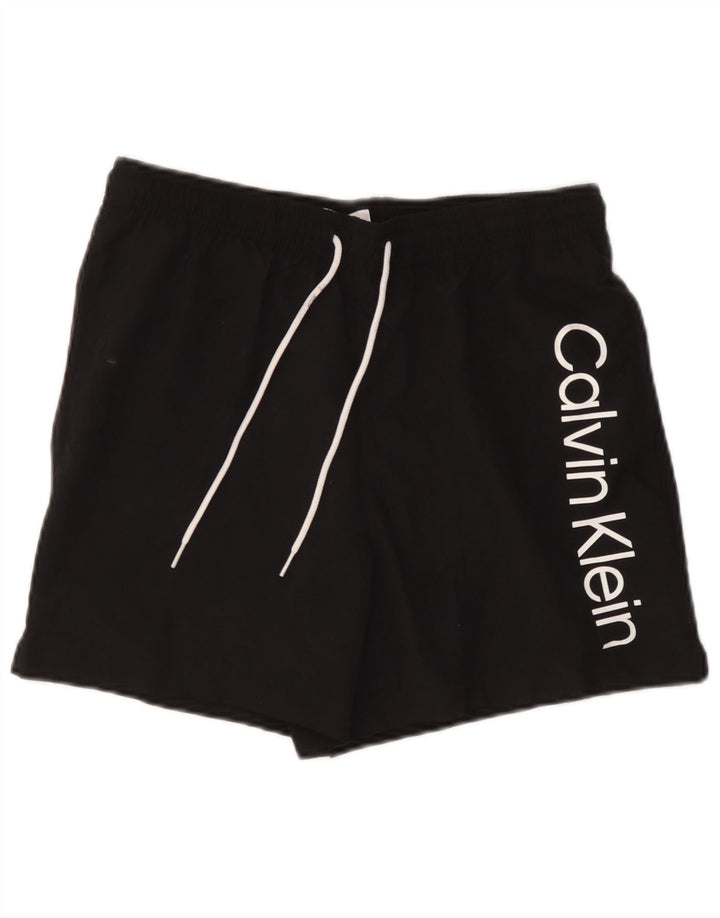 Shorts de natação masculino Calvin Klein gráfico médio preto poliéster