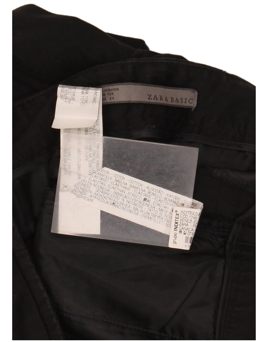 ZARA Shorts Chino Feminino EU 34 2XS W24 Algodão Preto