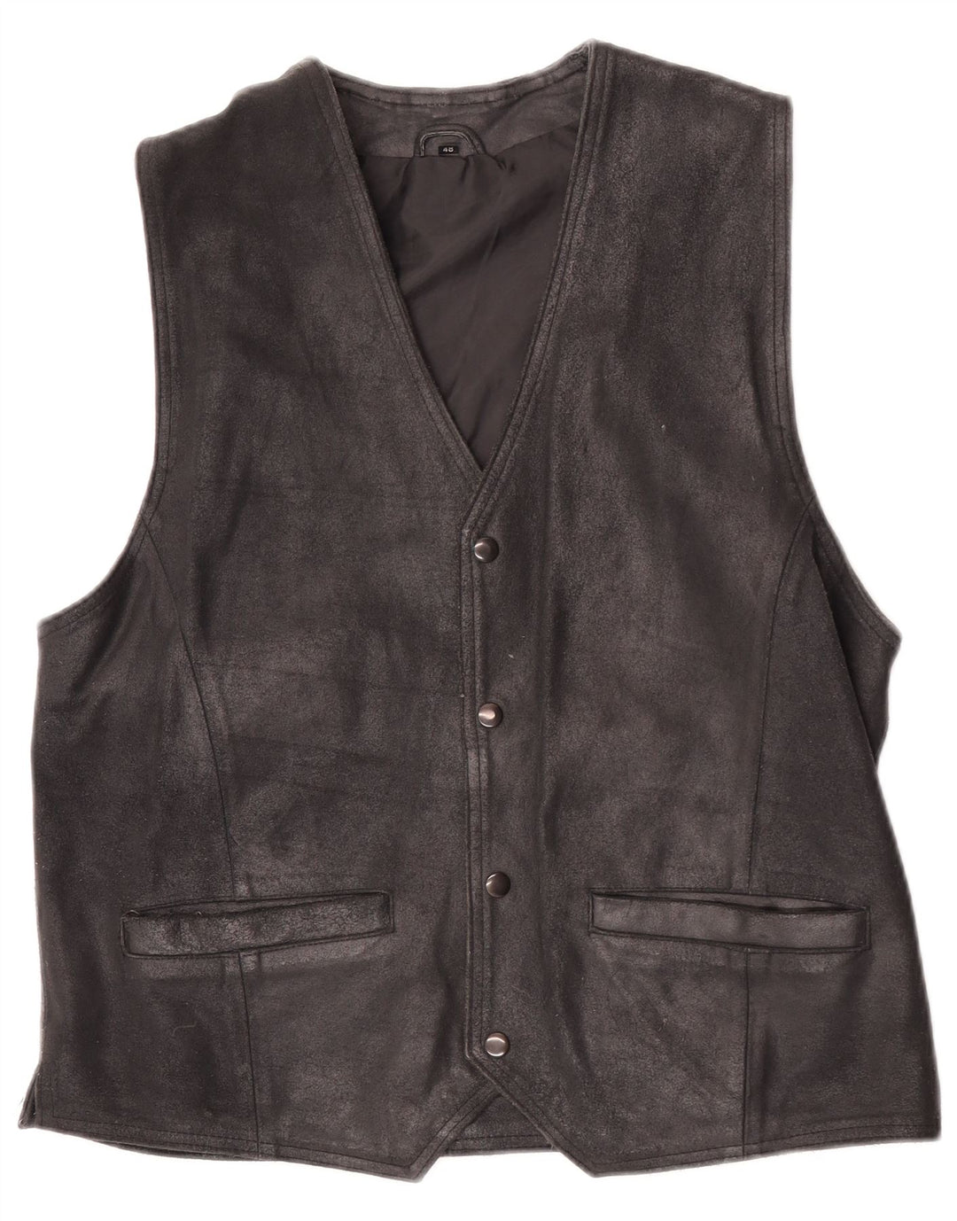 Colete masculino vintage de camurça IT 48 couro preto médio