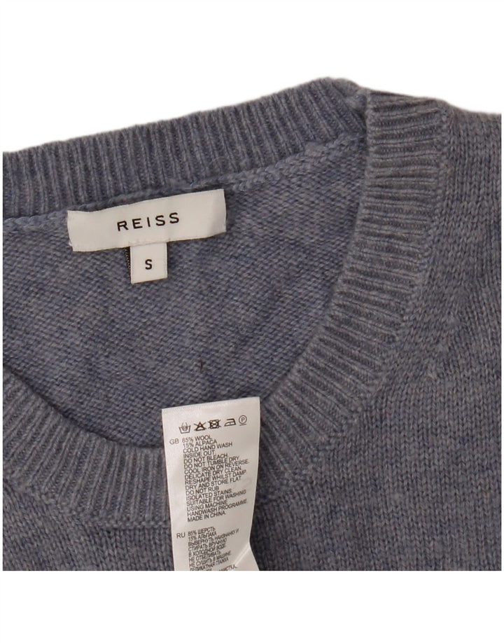 Suéter masculino Reiss com gola redonda e lã azul pequena