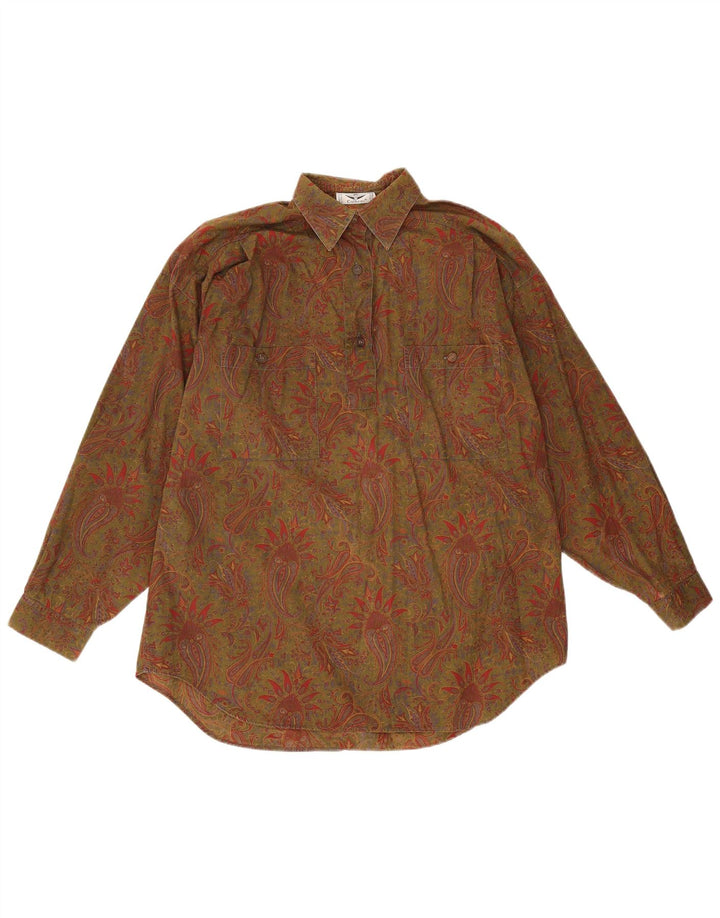 Pulôver feminino grande da Calbros IT 44 algodão caqui médio Paisley