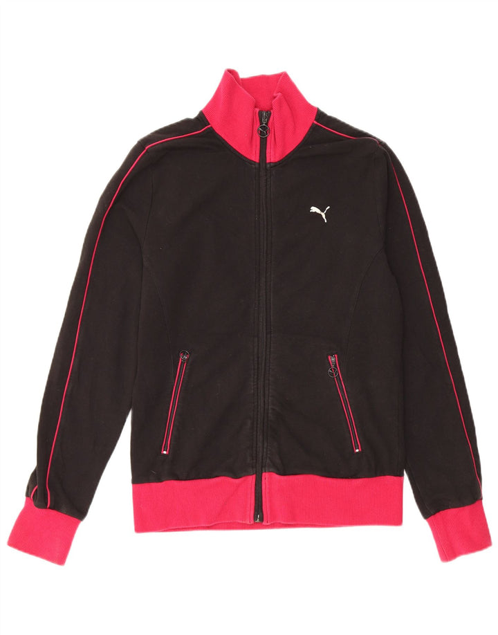 PUMA Womens Tracksuit Top Jacket UK 12 Médio Preto Colourblock Algodão