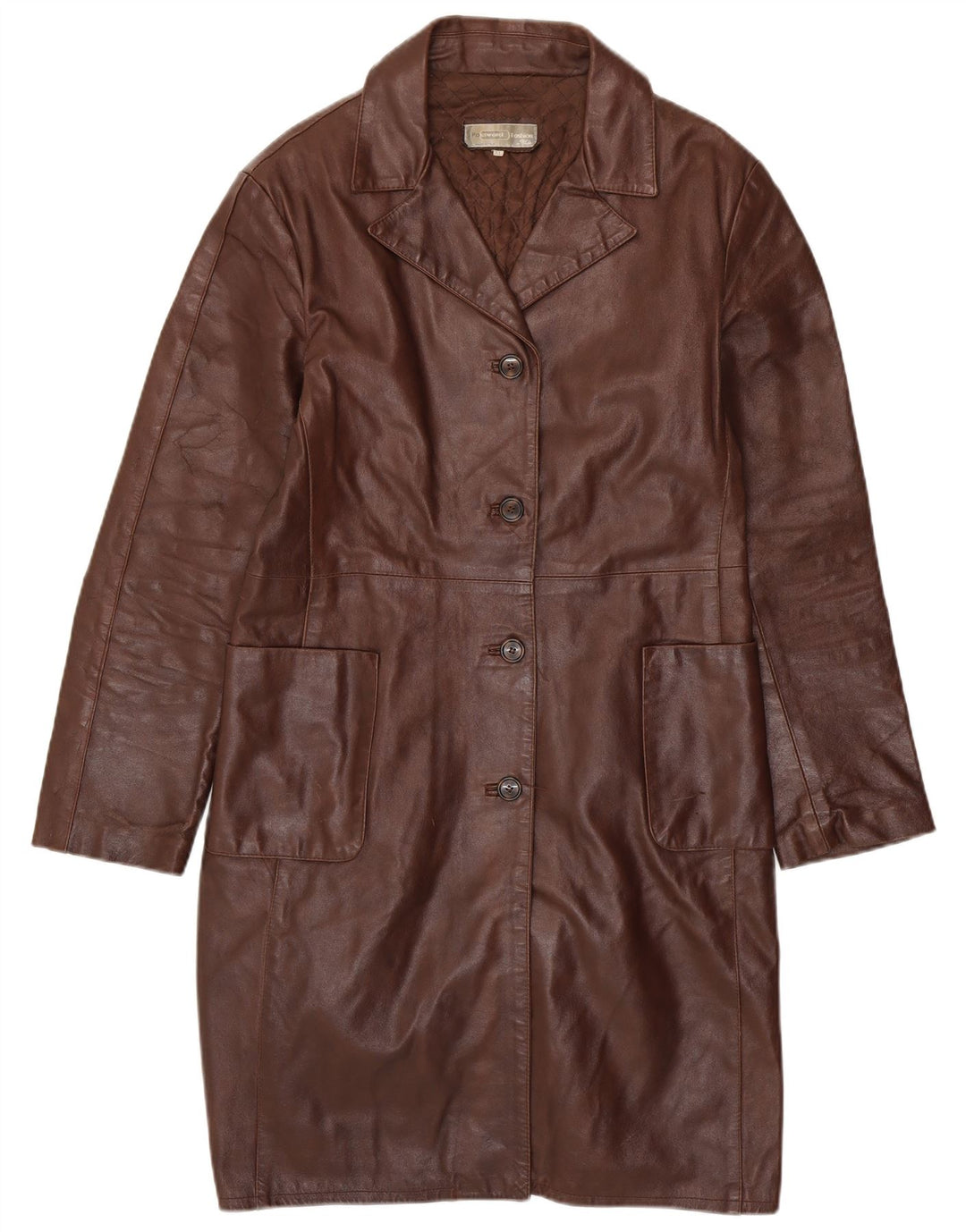 Casaco de couro feminino VINTAGE UK 18 XL couro marrom