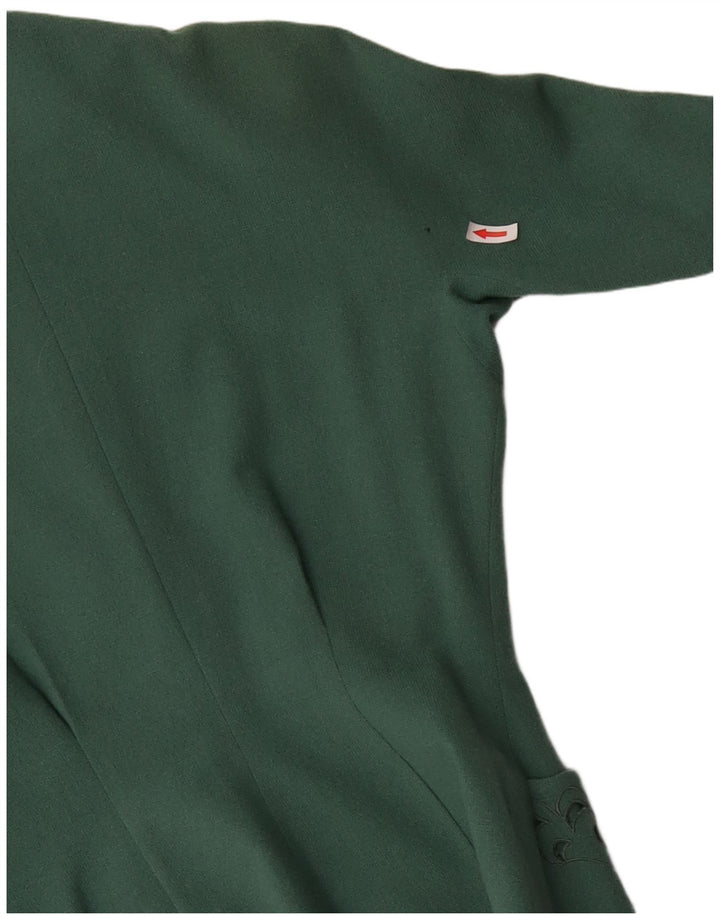 Jaqueta Blazer Feminina Vintage com 3 Botões Reino Unido 12 Paisley Verde Médio