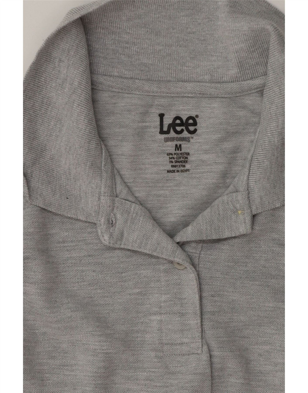 Camisa polo feminina Lee Reino Unido 12 algodão manchado cinza médio