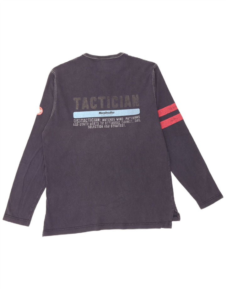 Murphy & Nye Camiseta masculina gráfica de manga comprida grande bloco colorido azul marinho