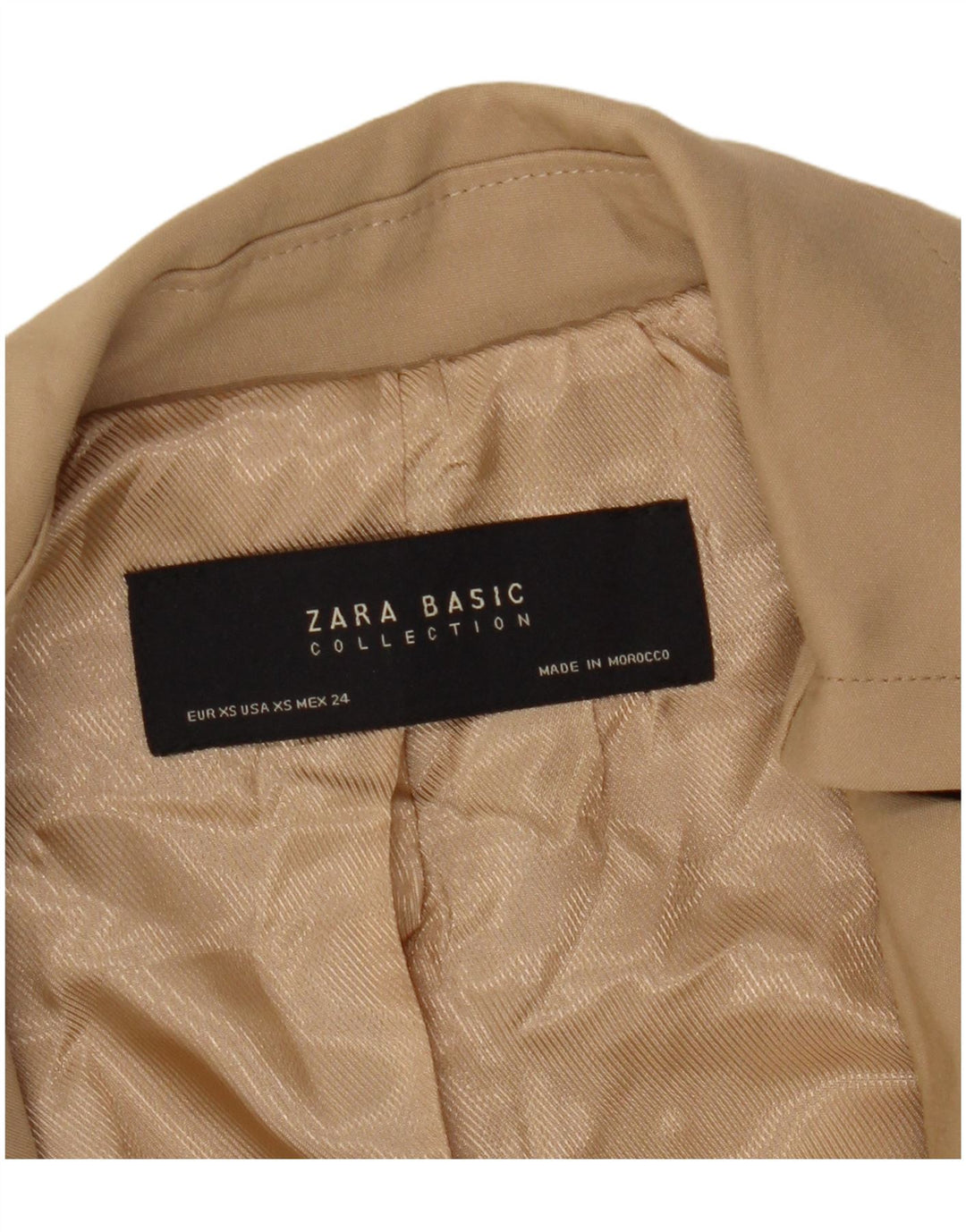 ZARA Casaco feminino sem mangas com peito duplo Reino Unido 6 XS Bege
