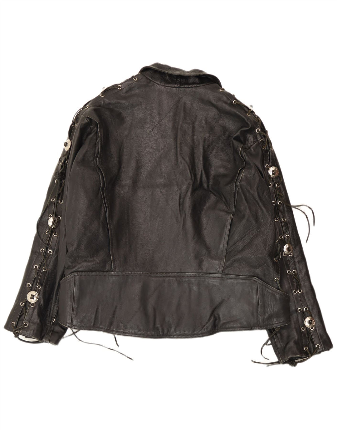 Jaqueta masculina vintage de couro para motociclista grande em couro preto