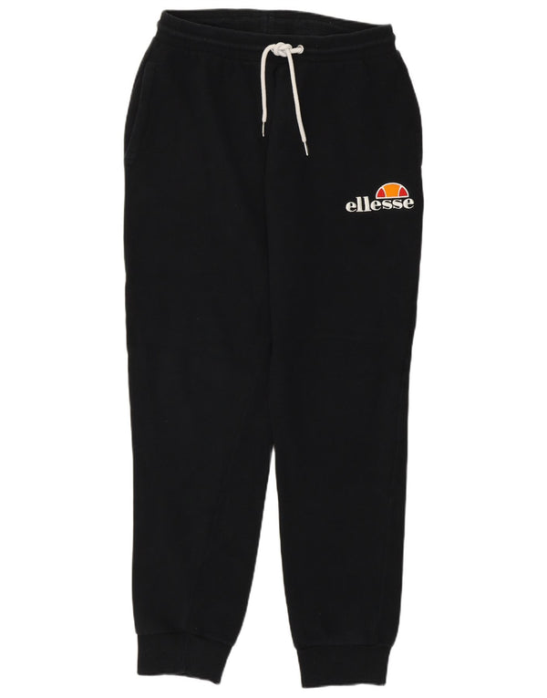 Calça esportiva masculina Ellesse com estampa gráfica, joggers de algodão preto médio