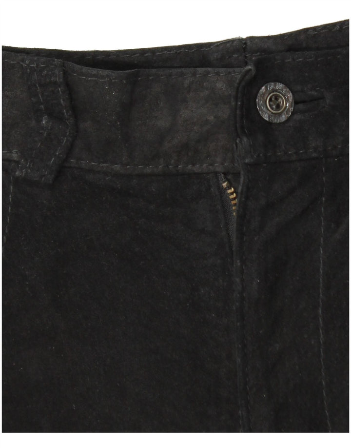 Calça feminina VINTAGE de camurça cônica W26 L30 preta