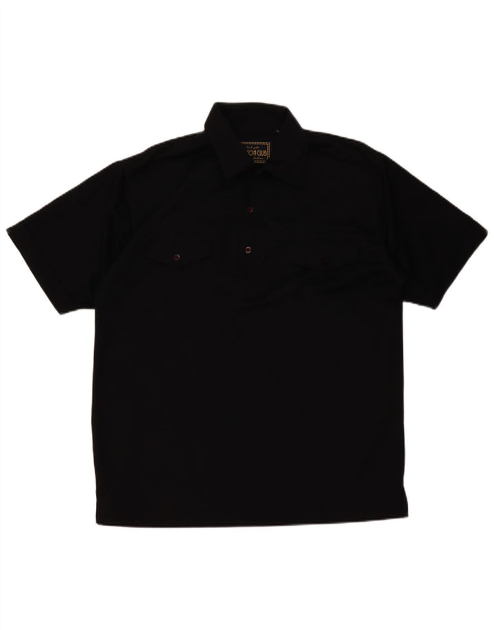 Camisa polo masculina Cotton Club poliéster preto médio
