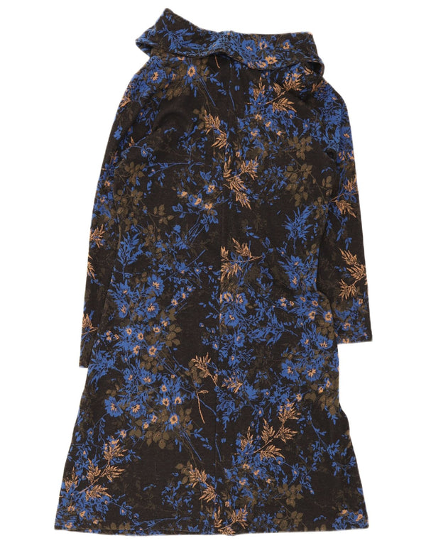 Vestido jumper feminino de manga comprida Joe Browns Reino Unido 12 algodão floral preto médio