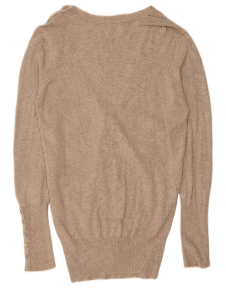 Suéter cardigã feminino Zara Reino Unido 12 rayon bege médio