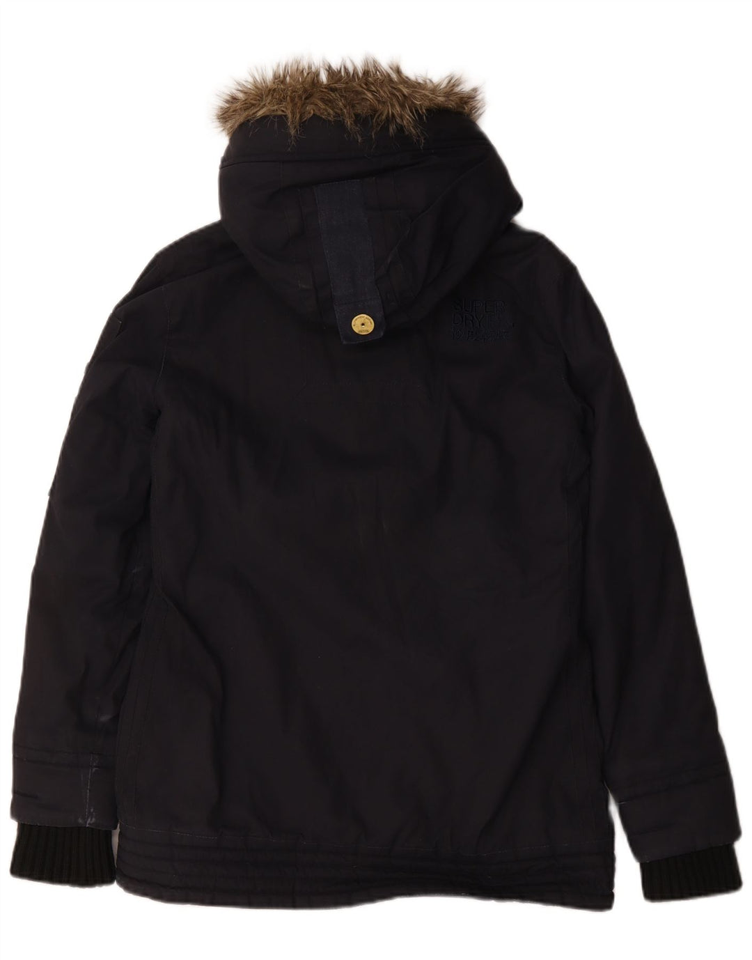 Jaqueta corta-vento feminina Superdry com capuz Reino Unido 14 algodão azul marinho médio