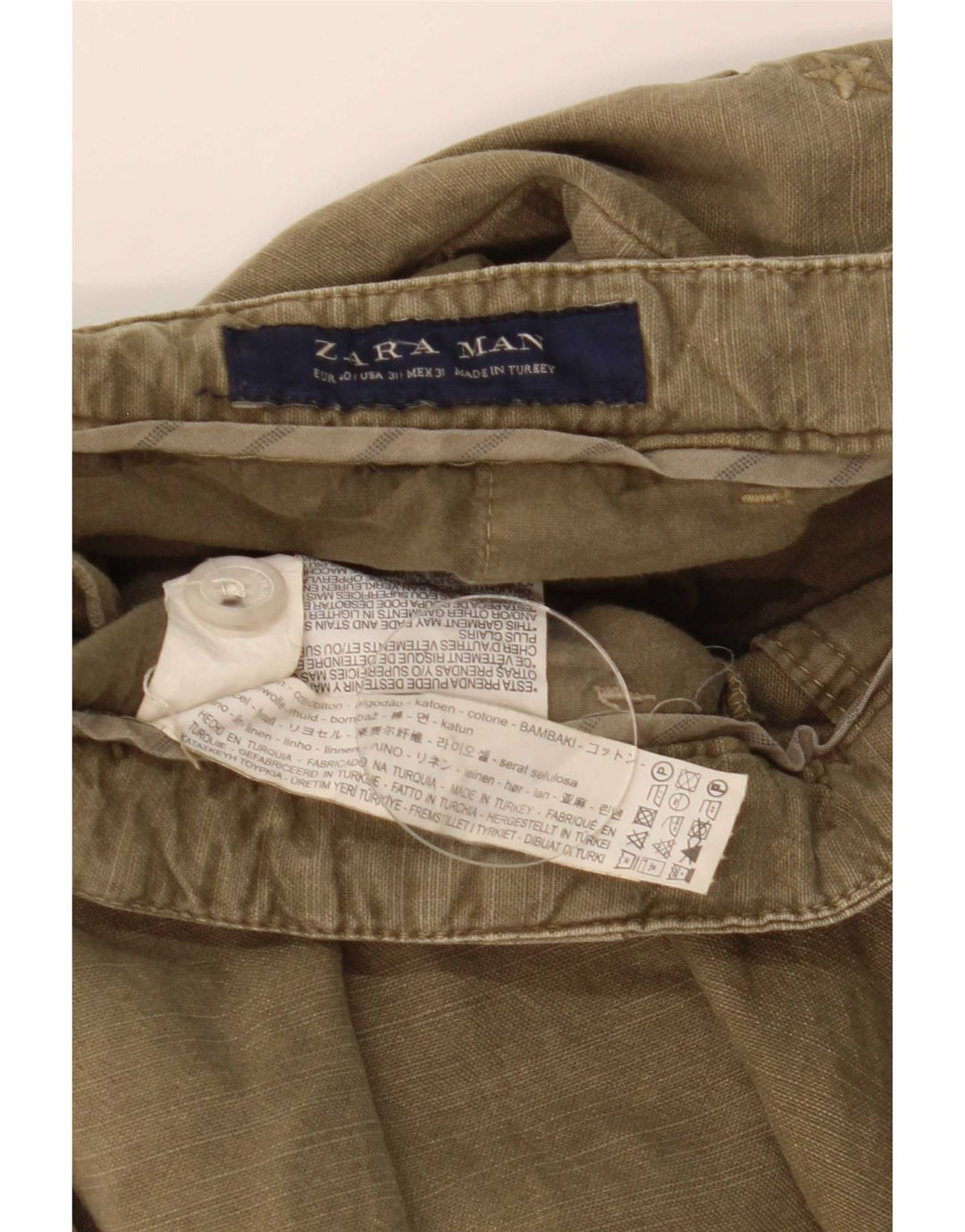 Zara Mens Chino Shorts EU 40 Médio W31 Algodão Cáqui
